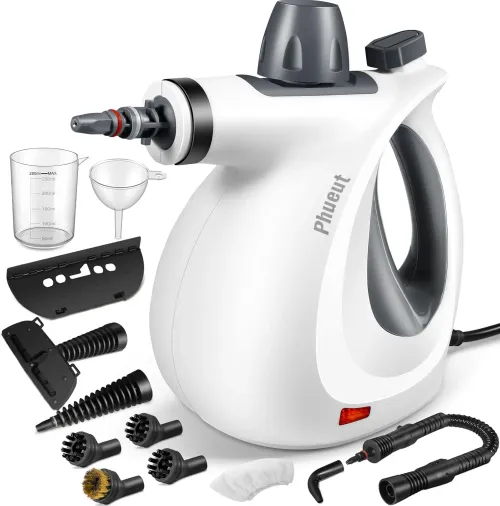 Multi-Surface Steam Cleaner with 12 Accessories, Handheld Steamer for Home Floors Upholstery Car