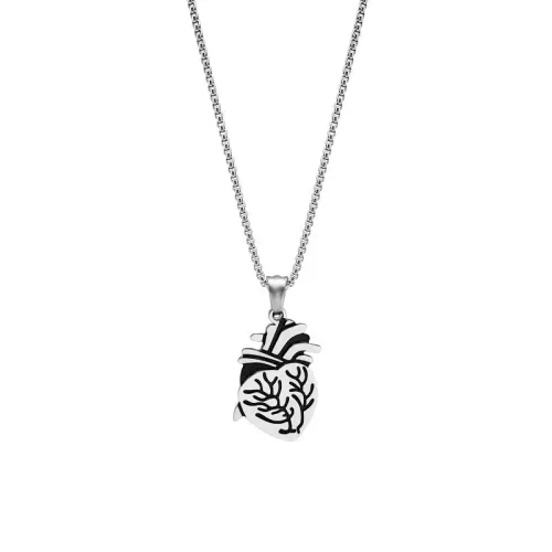 Couples Heart Shape Pendant Necklace For Men Women Stainless Steel Lovers Clavicle