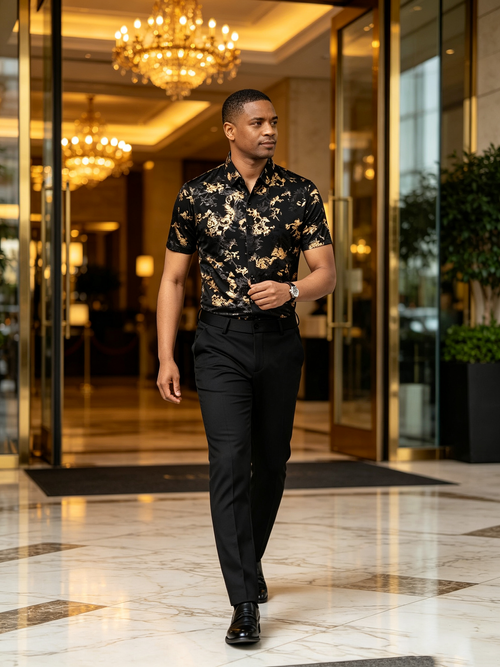 High end velvet crochet men's top