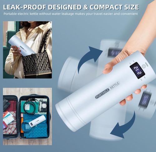 Electric Kettle Keeps Cold or Heat Insulated LED Thermometer Water Bottle Keeps Warm Portable Automatic Travel Espresso Electric Kettle