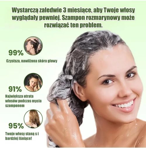 Shampoo with herbal extract – The less hair you have, the better the effect.