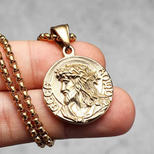 Jesus Simple Amulets Stainless Steel Men Necklaces Pendant Chain Punk For Women Fashion Jewelry Gifts Wholesale Dropshiping