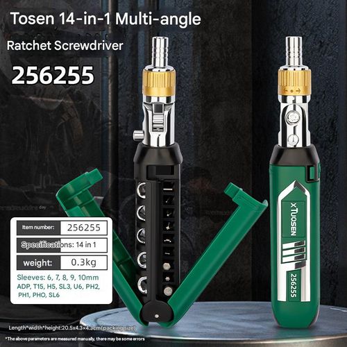 Multi angle and multifunctional ratchet screwdriver set, cross shaped hexagonal set, plum blossom screwdriver batch starter