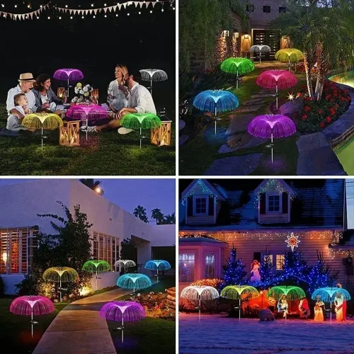 1pcs 7 Color Changing Solar Jellyfish Lights Outdoor Garden Decorative Lamp Ground Stake Landscape Lighting