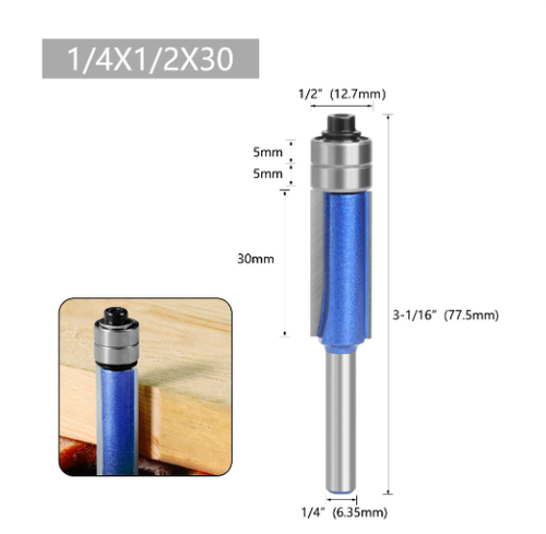 6mm A quarter Double Bearing Carbide Flush Trim Router Bits for Wood Biaxial Trimming Tool Carving Milling Cutter Woodworking Tools