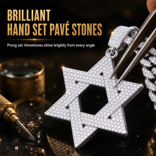 Hexagram Pendant Necklace - Silver