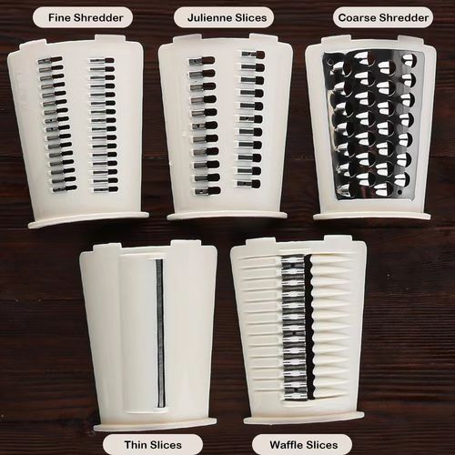 2025 Rotary Cheese Grater 5 Stainless Steel Blades Mandoline Vegetable Slicer