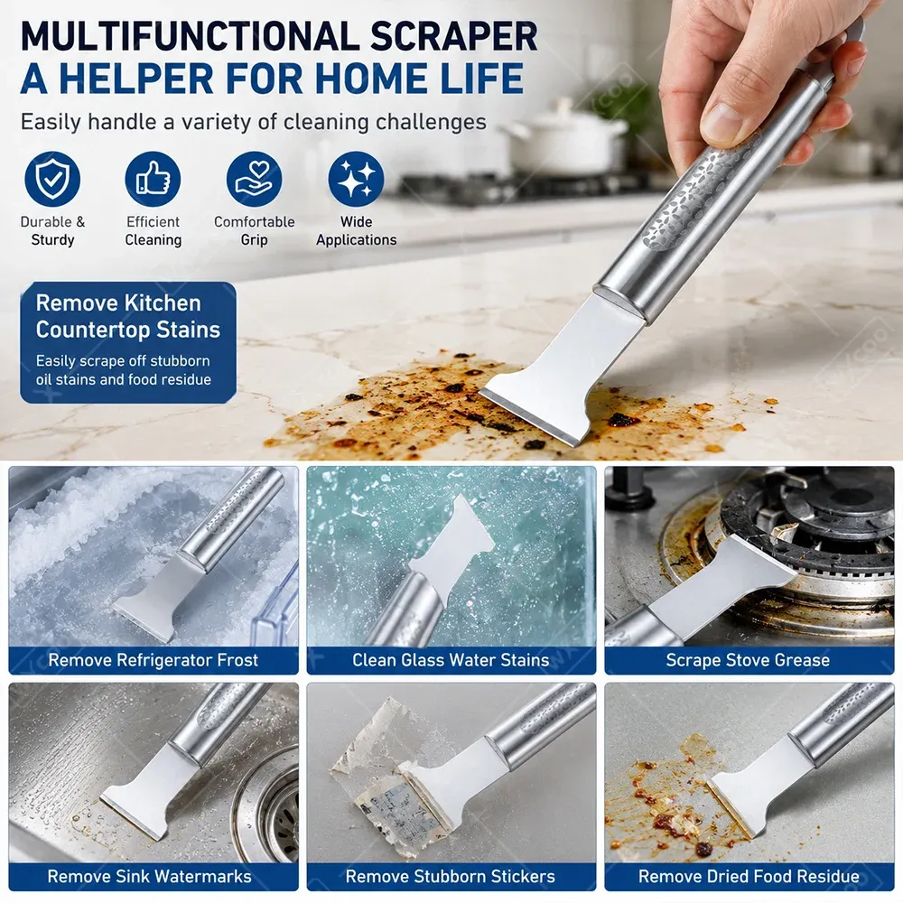 3PCS Stainless Steel Freezer Deicers Refrigerator Deicers Ice Scraper Defrost Cleaning Shovel Household Cleaning Gadget Removal Scoop