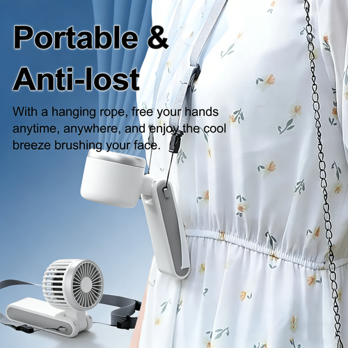 Foldable bladeless pocket fan with 5-speed USB rechargeable large battery 2500mah
