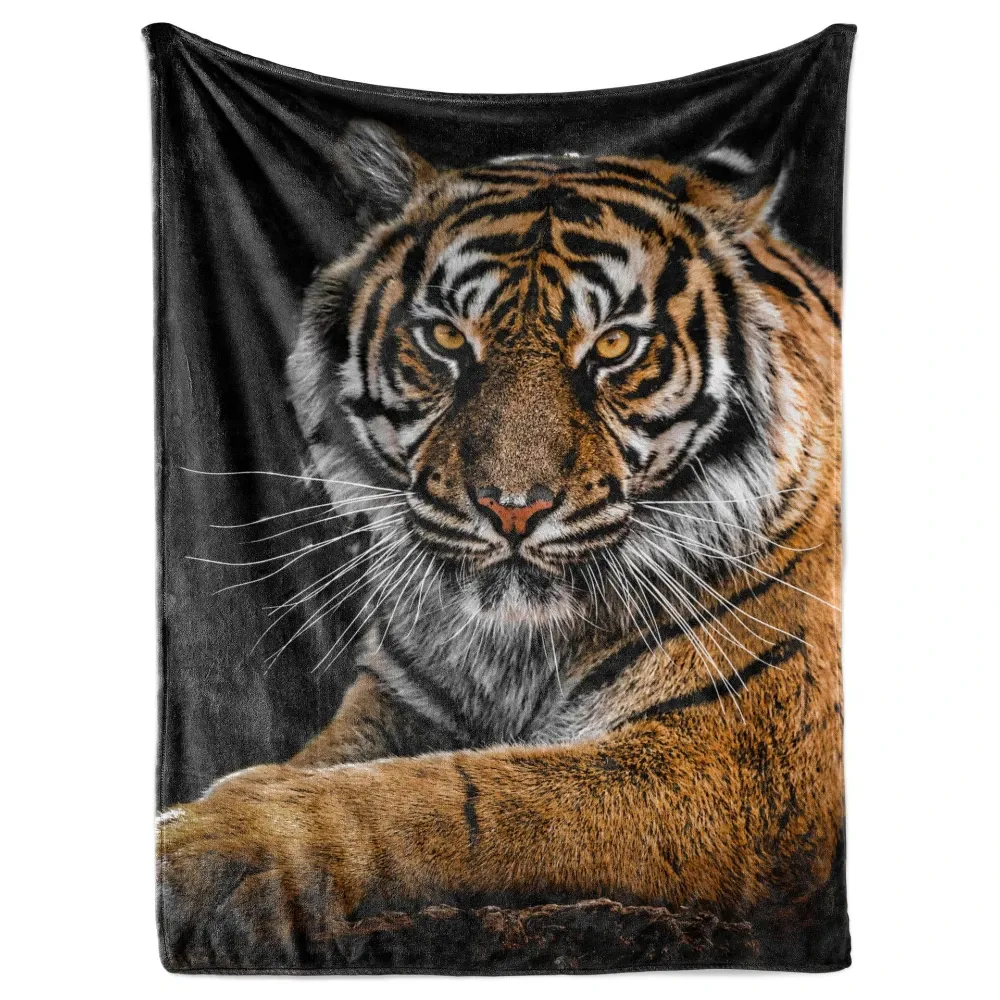 Realistic Tiger Head Print Throw Blanket for Sofa Bedroom Daily Rest Great For Birthday Anniversary Holiday Gathering Gift