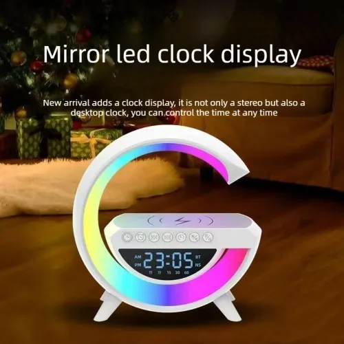 2026 Hot Selling Bluetooth Speaker Wireless Charging Home Alarm Clock Atmosphere Light