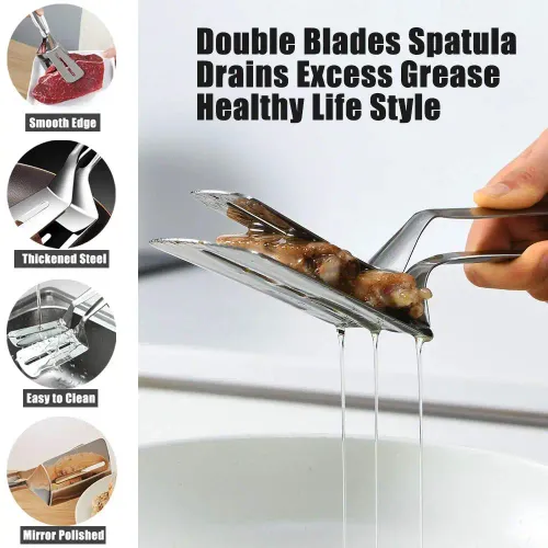 4Pcs Stainless Steel Steak Clips Multifunctional Spatula Double-Sided Cooking Tongs For Fish Meat Pizza Kitchen Baking Tools