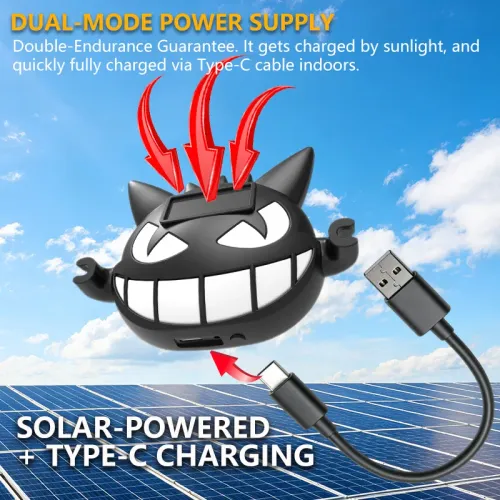 Little Devil's Eye Car Solar Triangle Window Rear Window Atmosphere Light Car Interior Wireless Wireless Charging Decoration