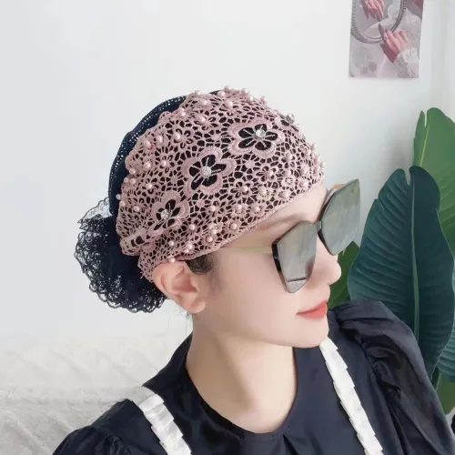 Women's Floral Pearl Lace Headwrap