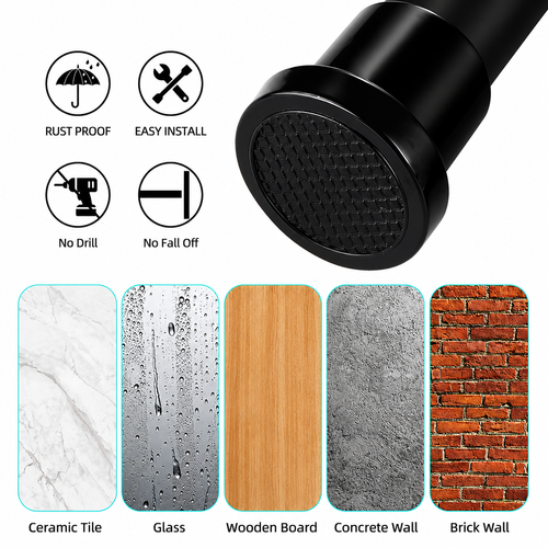 Drill-free telescopic clothes drying rod, adjustable length