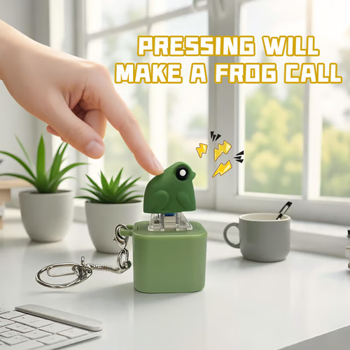 Frog Croaking Fidget Toy - battery Frog Croaking Keychain, Frog Croaking Stress Reliever with Colorful Lights, Fun & Portable Anxiety Relief Toy