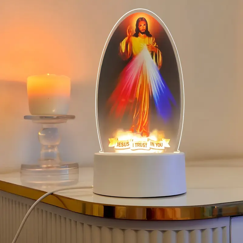 Jesus Night Light, Carved Jesus Figure, I Believe You Night Light, Church Memorial Religious Home Decor, Energy Saving LED Desk Lamp