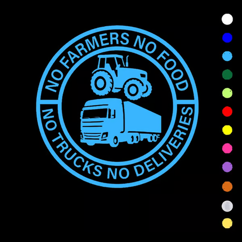 Vinylklistermærke til bil: No Farmers No Food - No Trucks No Deliveries