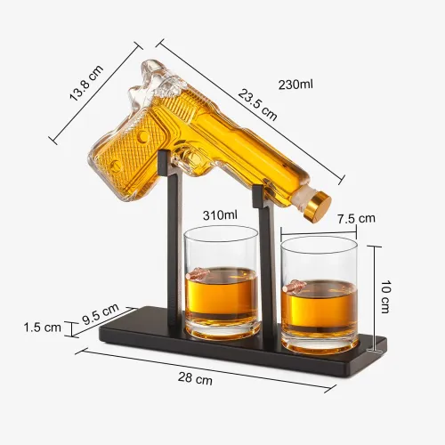 Gun Whiskey Decanter Sets With 2 Bullet Glasses Personalized Liquor Dispenser Liquor Scotch Bourbon Vodka