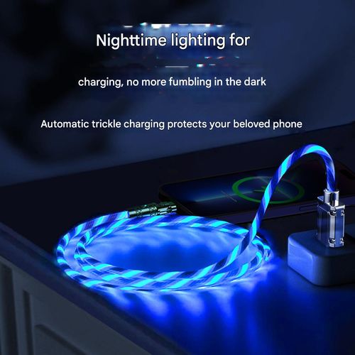 ⚡ 120W Fast Charging, 540° Rotating Flowing Light USB Type-C Charging & Data Cable