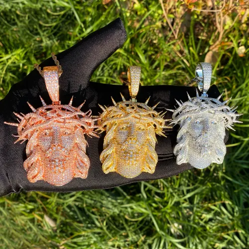 Men's Full-Pavé Zircon Jesus Pendant Necklace