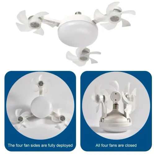 Socket Fan Light Ceiling Fan with Remote Control Dimmable LED Light Temperatures Quiet Pure Copper Motor for Bedroom Kitchen