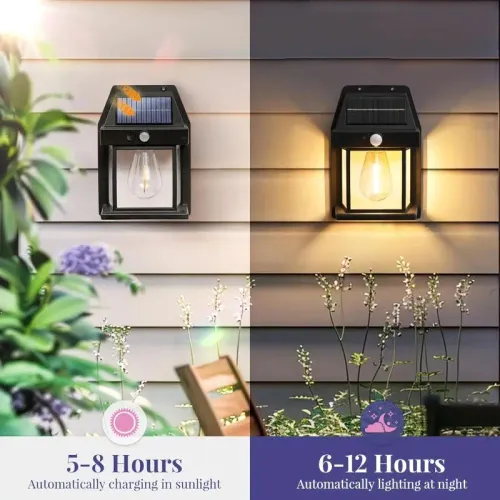 Solar Outdoor Waterproof LED Wall Light Powerful Solar Energy Lamp with Light Sensor for Garden Yard Fence House Decoration