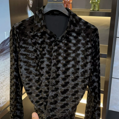 Luxury Leopard Print Men Long Sleeve Shirt