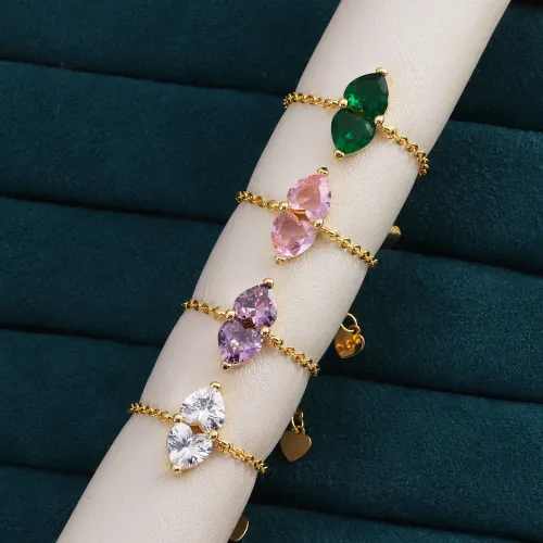Fashionable Adjustable Colorful Double Heart Ring Fashionable and Versatile Adjustable Jewelry Accessory Gift