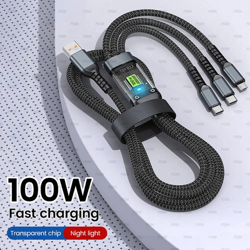 3 in 1 fast charging data cable 100w