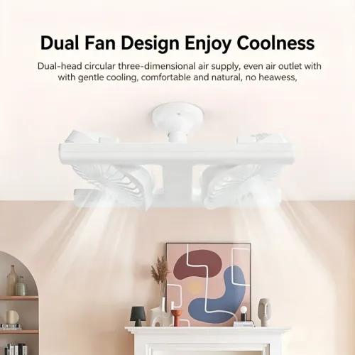 LED ceiling fan light with remote E27 socket low floor dual fan light, suitable for living room, bedroom, dining room fan lighting fixtures