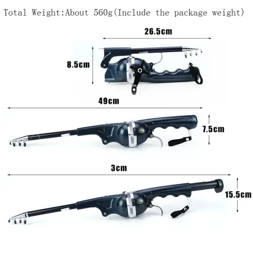 Portable Folding Fishing Rod Telescopic Fly Fishing Poles with Reel Line Travel Folding Mini Rod for Fishing