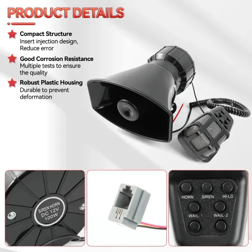 Multi-Function Vehicle Alarm Siren 7 Sounds