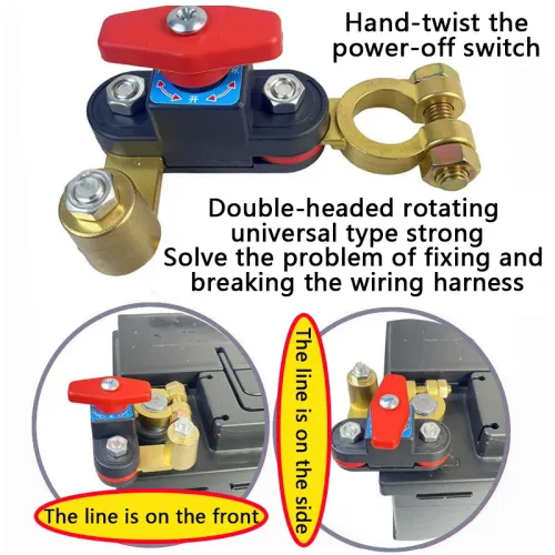 Car Battery Disconnect Switch, 12-24V Heavy Duty Master Kill Switch with Bidirectional Rotatable Joint