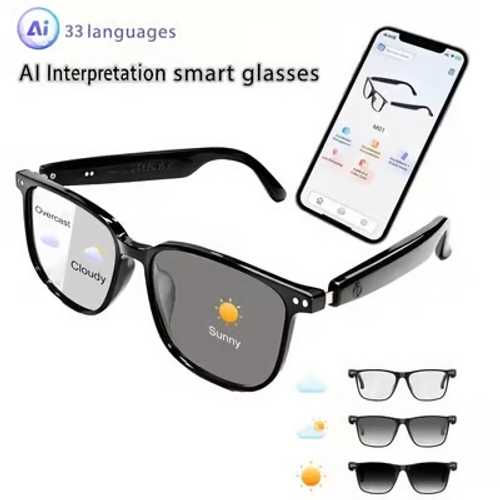 🔥 AI Interpretation Smart Glasses🕶️33-Language Translation, Photochromic Lenses, AI Chat & Hands-Free Audio