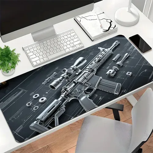 Gun Parts Assembly Large Mouse Pad XXL Desk Mat Non-Slip Rubber Base Gaming Keyboard and Mouse Stitched Edges for Home and Game