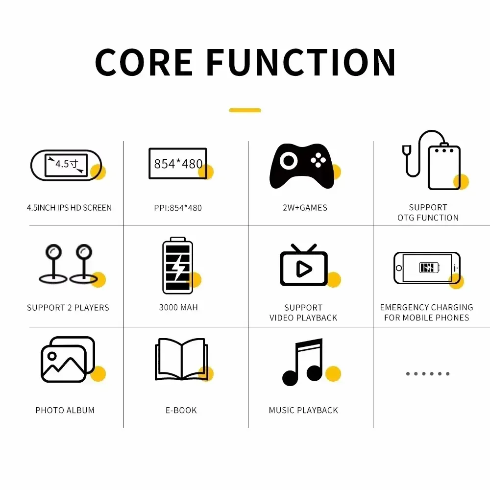 4.5-inch high-definition screen handheld device with 64G, allowing players to play over 20000 games smoothly