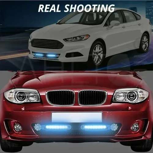 2PCS Wind Powered Car LED DayTime Running Light Auxiliary Lighting Rotation Fan Lamp Automobile Day Time Headlight led lights