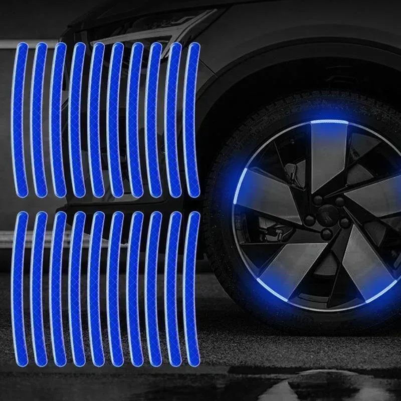Car Tire Rim Reflective Sticker Night Safety Warning Auto Motorcycle Decals Strip Wheel Reflector Hub Stickers 200Pcs Bike N6T1