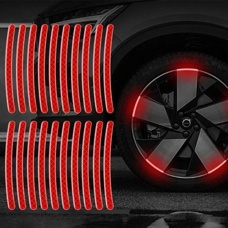 Car Tire Rim Reflective Sticker Night Safety Warning Auto Motorcycle Decals Strip Wheel Reflector Hub Stickers 200Pcs Bike N6T1