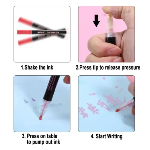 12 Color Double Line Outline Art Marker Pen For DIY Scrapbook Poster Cards Painting Drawing Graffiti Glitter Highlighter