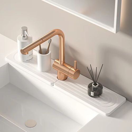 Kitchen Bathroom Sink Faucet Mats Diatomaceous Earth Quick Dry Stone Sink Tray Super Absorbent Prevents Moisture Buildup Faucet Splash Guard
