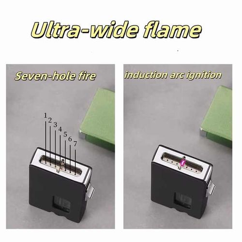 Gravity-sensor cold flame lighter, seven-hole flame metal lighter