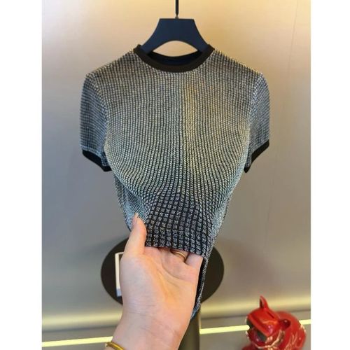 Silver mesh crew-neck T-shirt