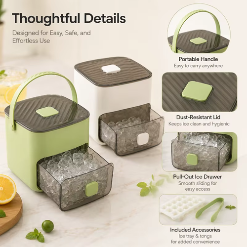 48-Cube Ice Tray (with Storage Bin) – One-Touch Release
