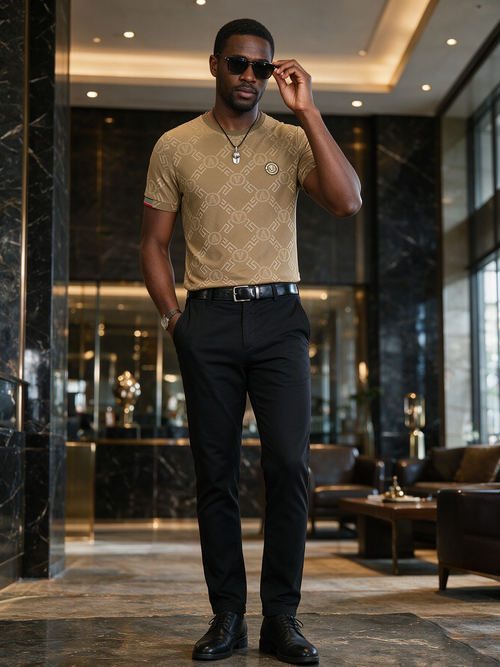 Ice silk short sleeved men's T-shirt quick drying