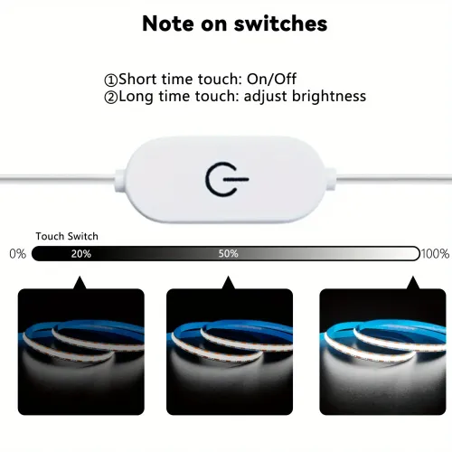 COB LED Strip Lights Touch Sensor Dimmable 5V USB Flexible Ribbon Tape