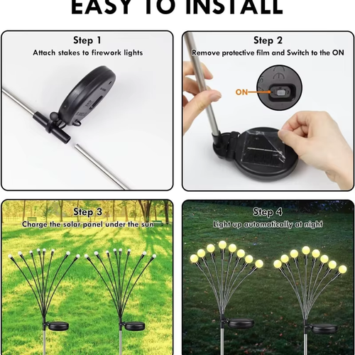 3PCS Solar Garden Lights Solar Firefly Swaying Decorative Light for Yard Pathway Christmas Halloween Decoration Ambient Lighting