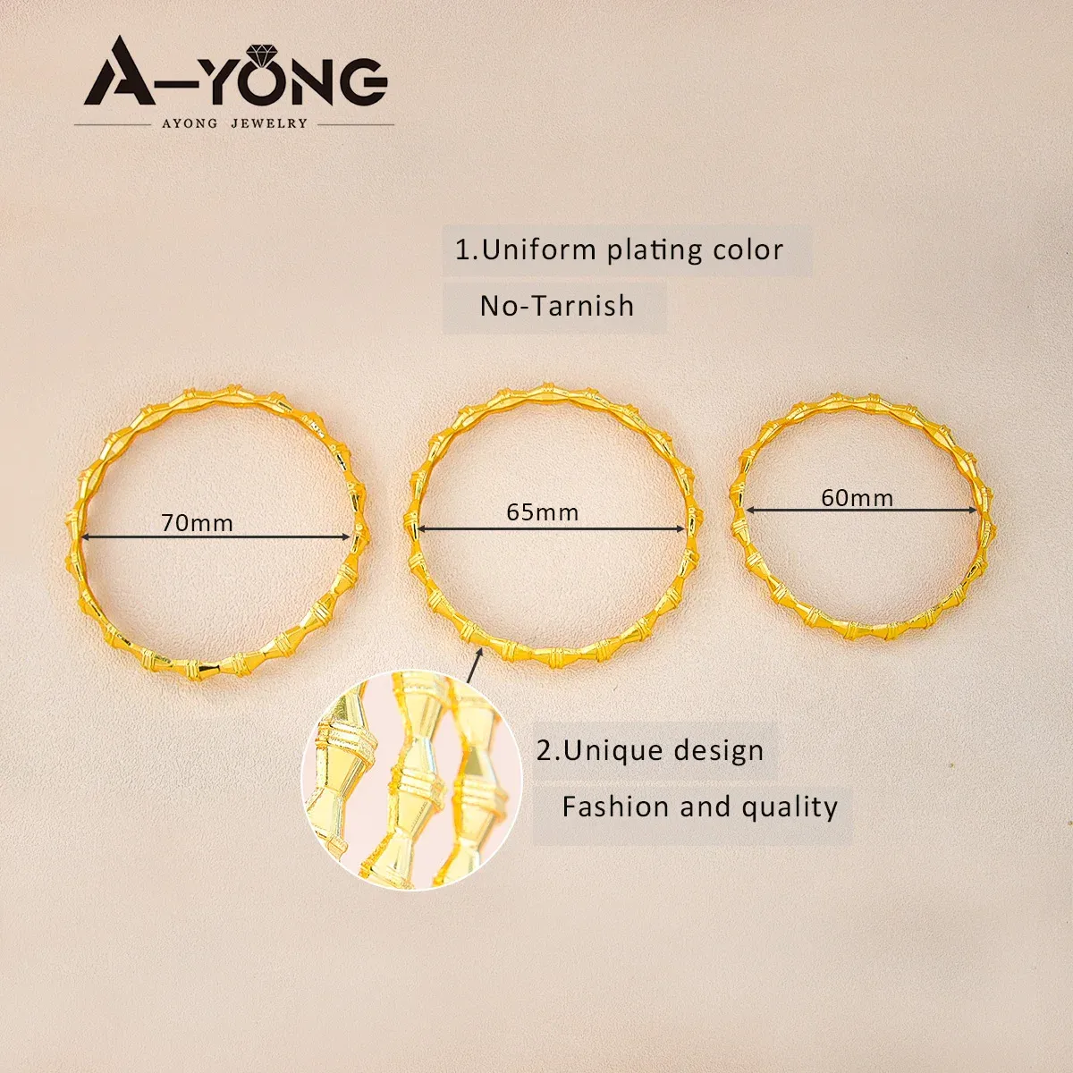 1 Pcs Vintage African-Inspired Bamboo Bangle: Textured Gold-Plated Carved Bangle for Traditional Weddings & Ethnic Celebrations
