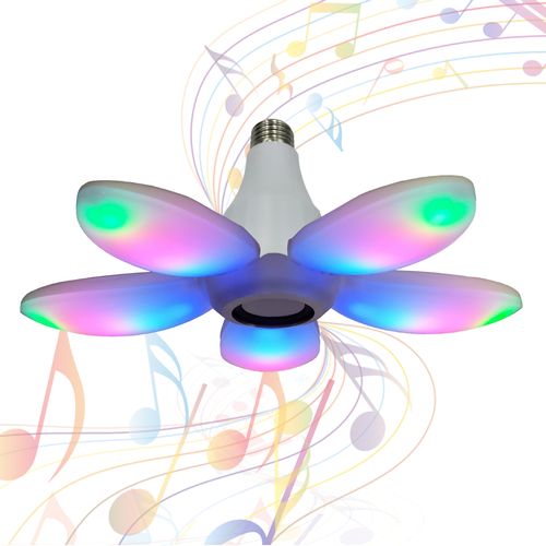Smart light bulb music synchronous LED five leaf fan dimmable E27 base 360 deformable speaker light party lighting